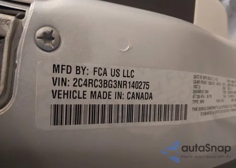 2022 Chrysler Pacifica Touring L Awd из США, поврежденный, VIN 2C4RC3BG3NR140275